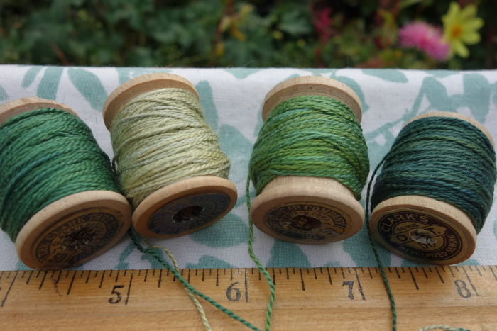 plant dyed green silk embroidery thread