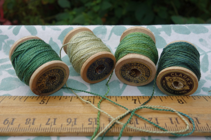 plant dyed green silk embroidery thread