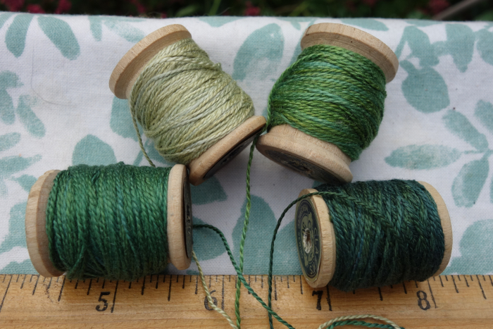 plant dyed green silk embroidery thread