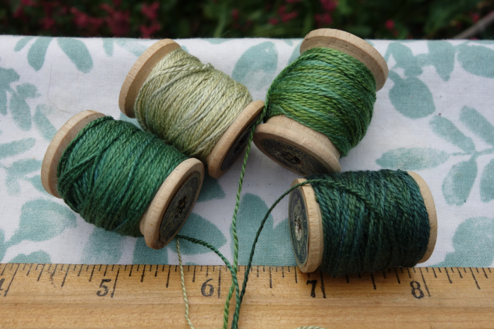plant dyed green silk embroidery thread