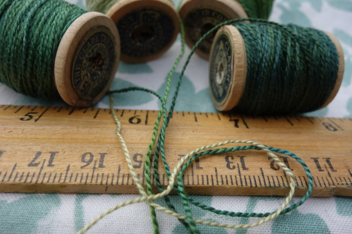 plant dyed green silk embroidery thread