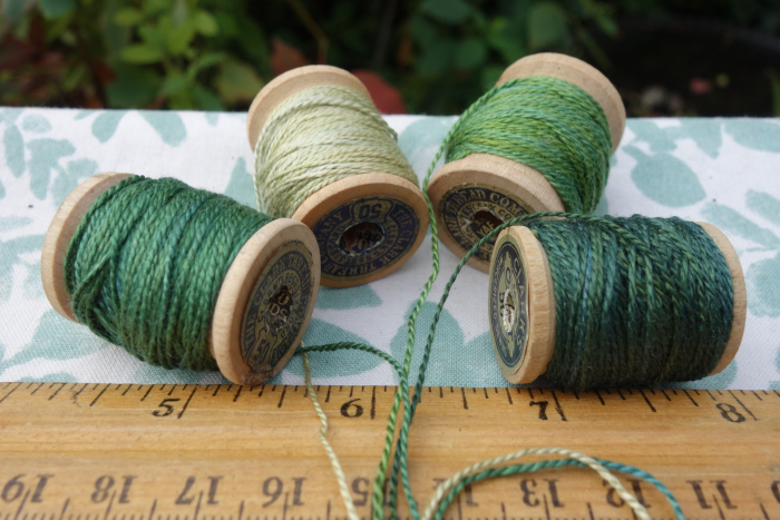plant dyed green silk embroidery thread