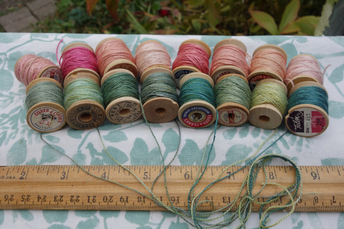 madder pinks and indigo greens on silk embroidery thread madder pinks and indigo greens on silk embroidery thread
