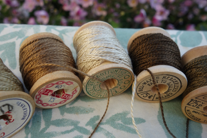 silk embroidery thread dyed with walnut hulls
