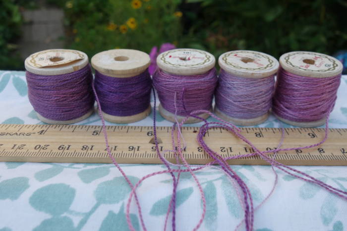 lilac and violet naturally dyed silk embroidery thread
