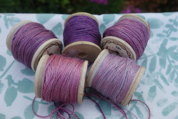 lilac and violet naturally dyed silk embroidery thread