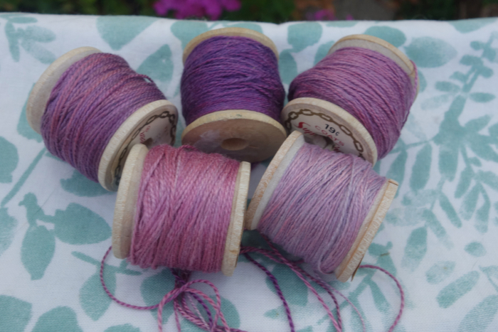 lilac and violet naturally dyed silk embroidery thread