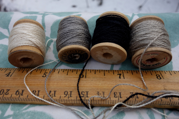 naturally dyed black gray and white silk thread