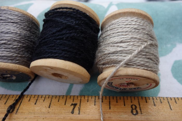 naturally dyed black gray and white silk thread