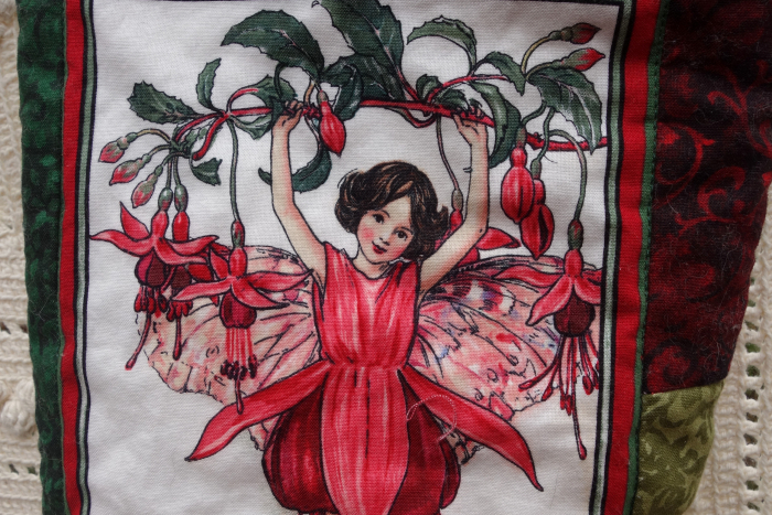 flower fairy patchwork Christmas stocking