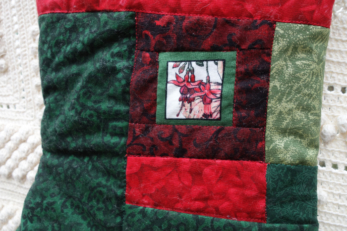 flower fairy patchwork Christmas stocking