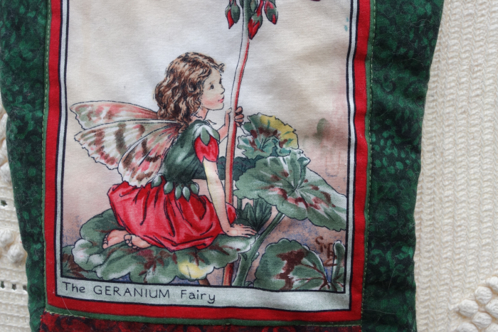 geranium flower fairy christmas stocking