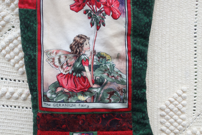 geranium flower fairy christmas stocking