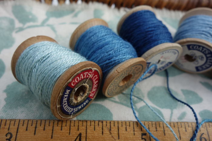 indigo dyed silk embroidery thread