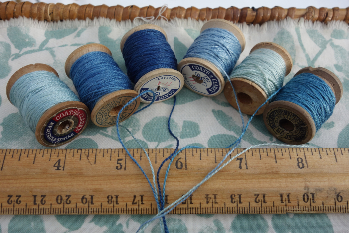 indigo dyed silk embroidery thread