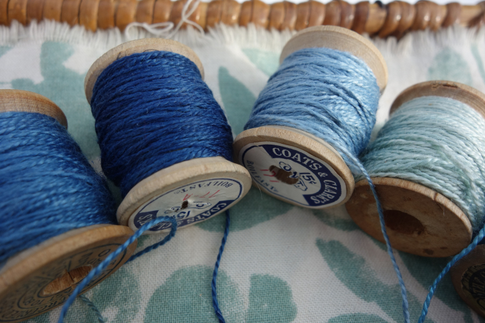 indigo dyed silk embroidery thread