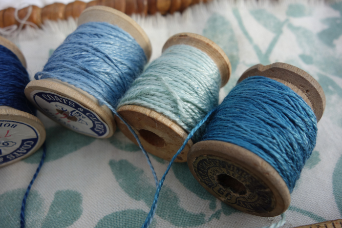 indigo dyed silk embroidery thread