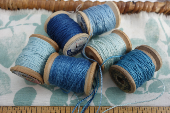 indigo dyed silk embroidery thread