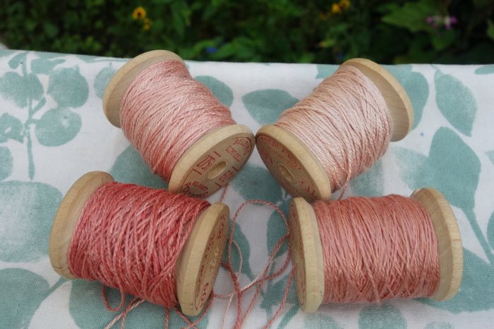 madder dyed pink silk embroidery thread