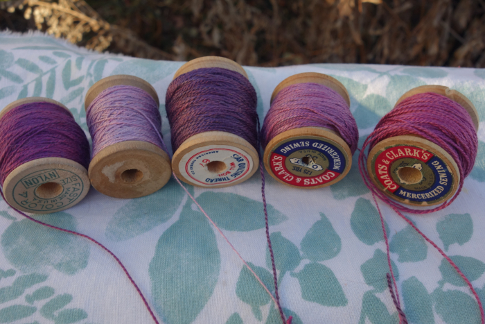 purple and lavender naturally dyed silk thread
