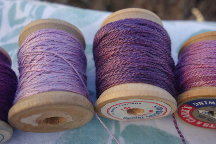 purple and lavender naturally dyed silk thread