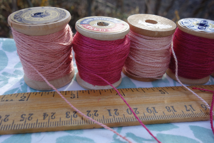 cochineal pink and red silk embroidery thread
