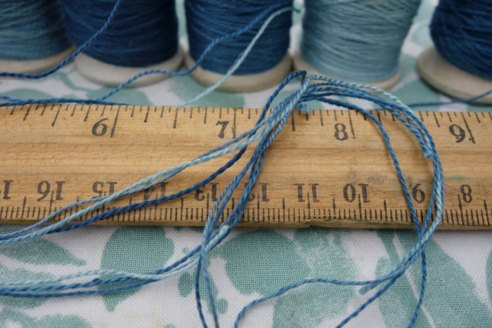 Indigo dyed silk embroidery thread