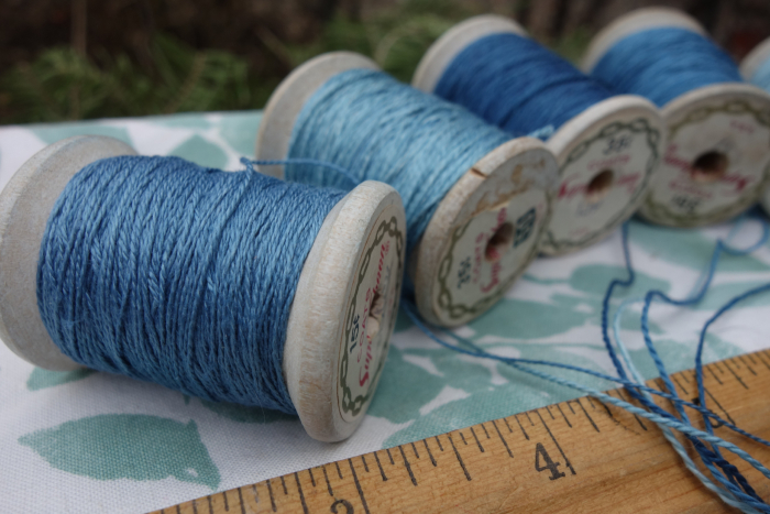 Indigo dyed silk embroidery thread