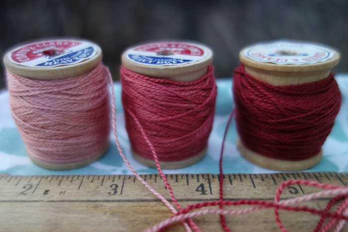 madder dyed silk embroidery threads