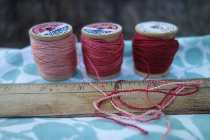 madder dyed silk embroidery threads