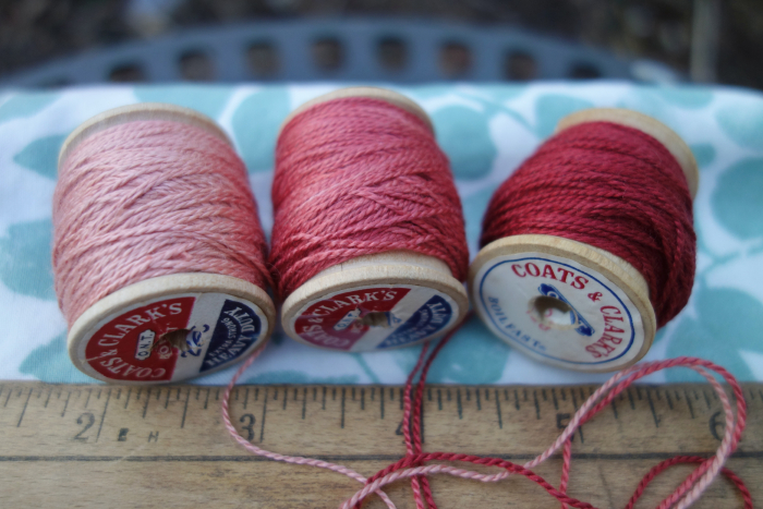 madder dyed silk embroidery threads