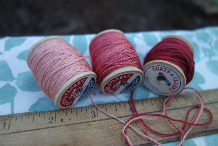 madder dyed silk embroidery threads