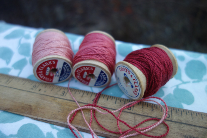madder dyed silk embroidery threads