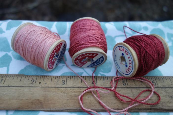 madder dyed silk embroidery threads