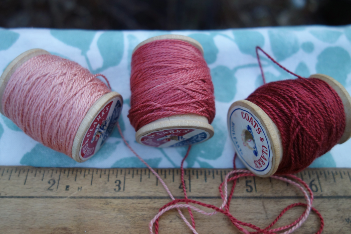madder dyed silk embroidery threads