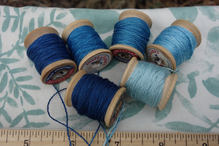 indigo dyed silk embroidery thread