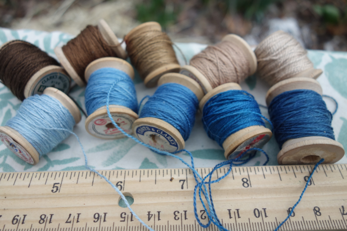 Silk Embroidery Thread Natural Dye on 10 Vintage Wooden Spools Blue and  Brown Silk Thread Natural Indigo and Walnut Dye 10 Yards Each Spool