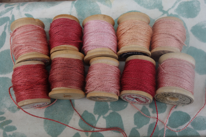 madder dyed silk embroidery thread