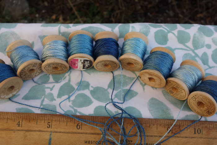 indigo dyed silk embroidery threads