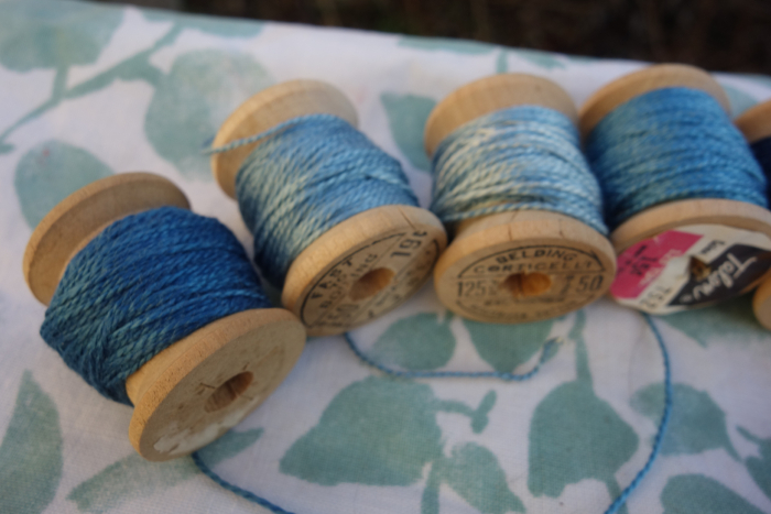 indigo dyed silk embroidery threads