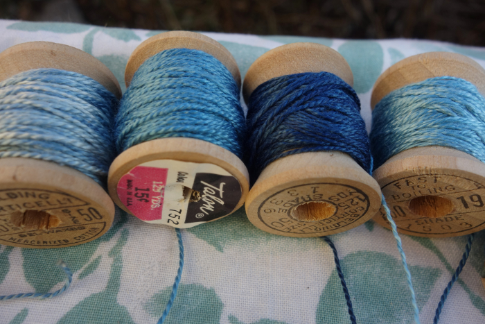 indigo dyed silk embroidery threads