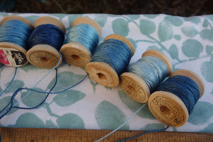 indigo dyed silk embroidery threads