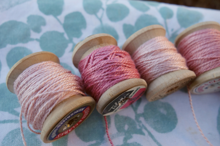 silk embroidery thread dyed with madder roots and cochinea