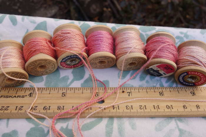 silk embroidery thread dyed with madder roots and cochinea