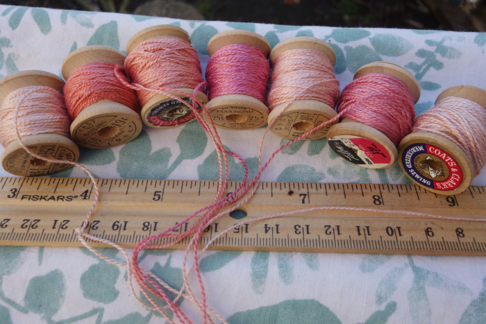 silk embroidery thread dyed with madder roots and cochinea