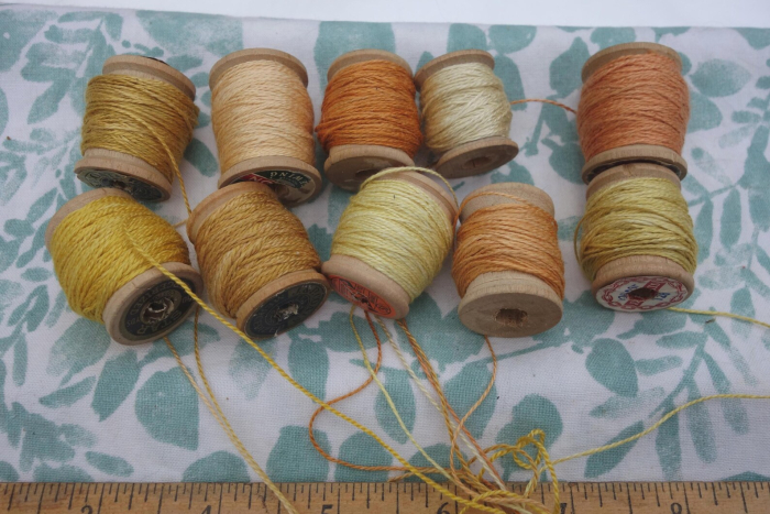 plant dyed yellow and orange silk embroidery thread
