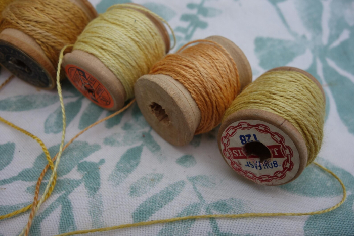 plant dyed yellow and orange silk embroidery thread