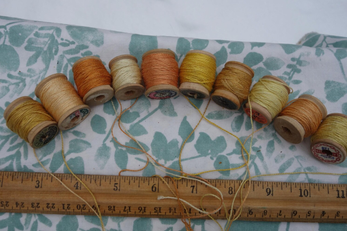 plant dyed yellow and orange silk embroidery thread