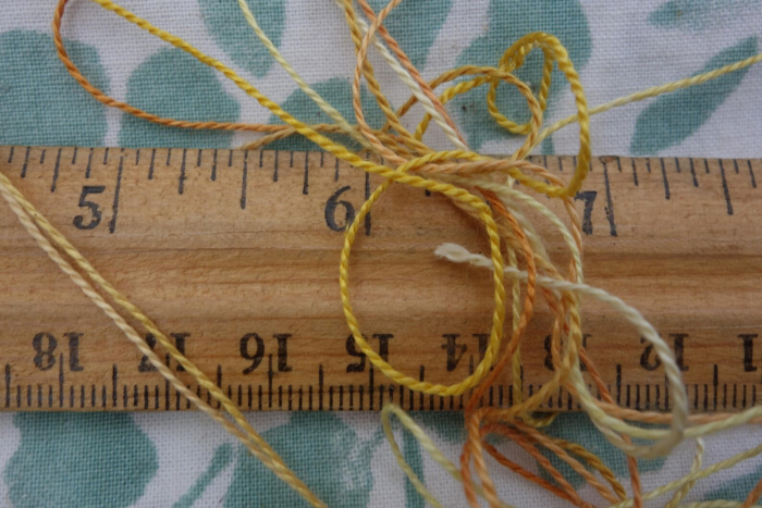 plant dyed yellow and orange silk embroidery thread
