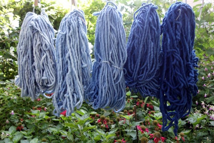 indigo dyed wool yarn